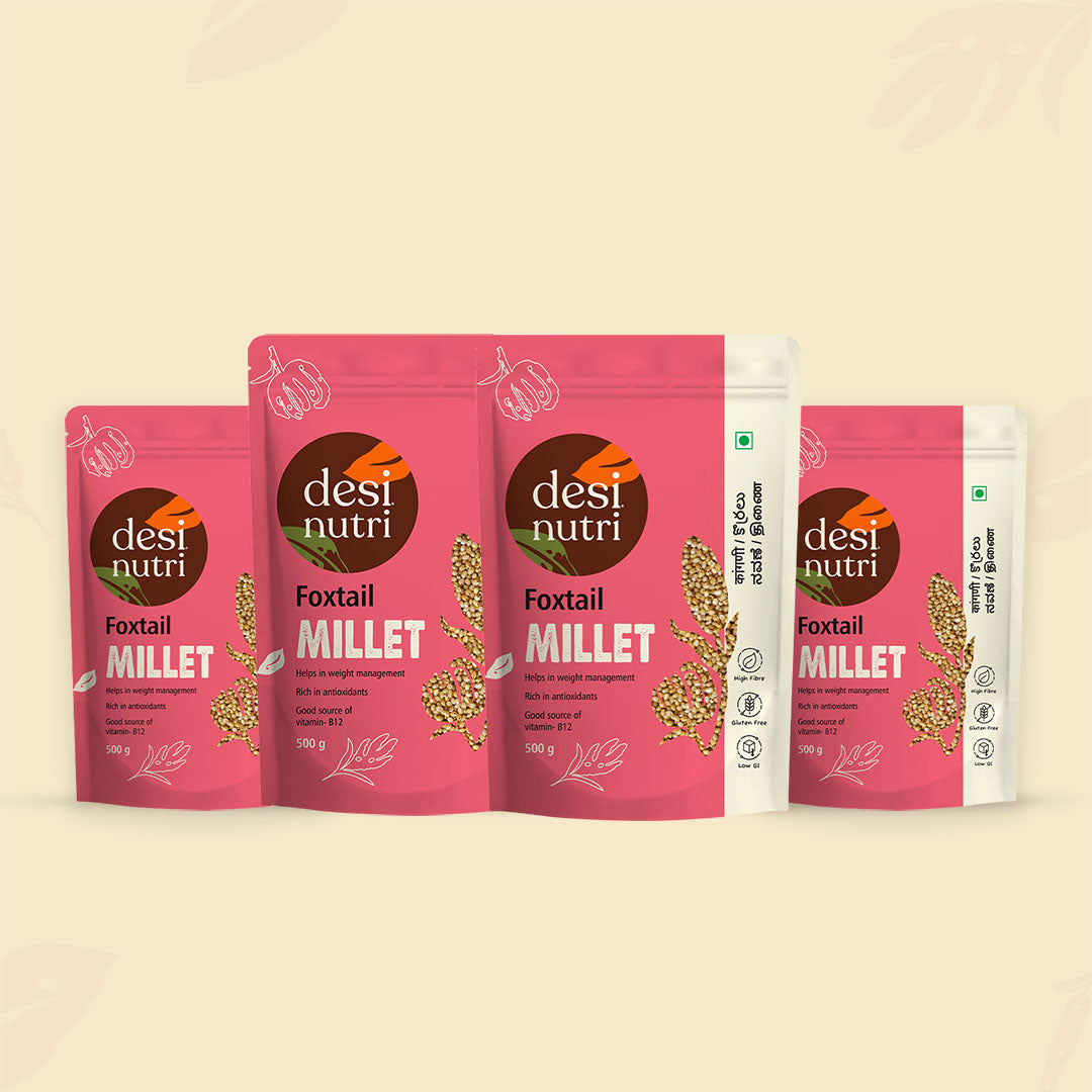 Foxtail Millets Combo pack of 4 – 500gms Each (Buy 3 Get 1 Free) Korra, Kangni, Thinai, Navane