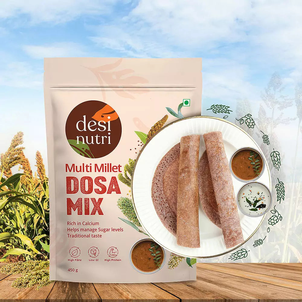 Multi Millet Dosa Mix, Khichdi, Upma Rava Combo Pack - 450gms
