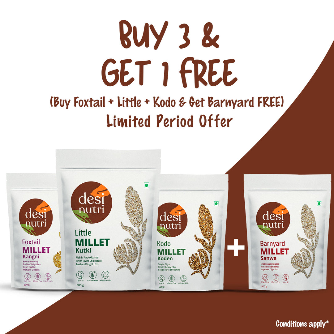 Buy Foxtail + Little + Kodo & Get Barnyard FREE – 500 g Each