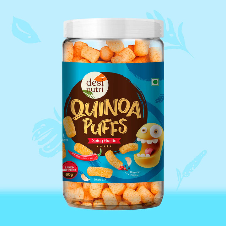 Quinoa Puffs Spicy Garlic – 60gm
