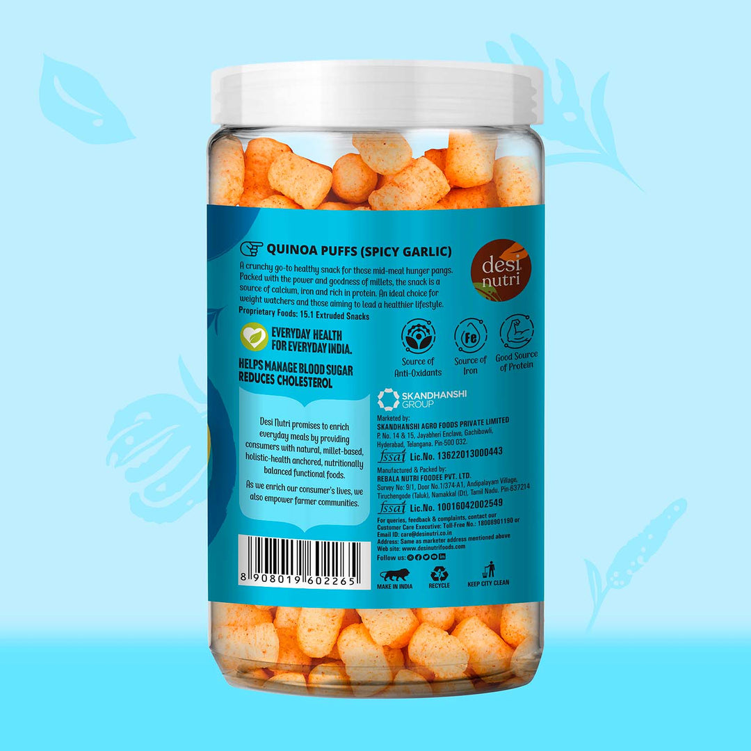 Quinoa Puffs Spicy Garlic – 60gm
