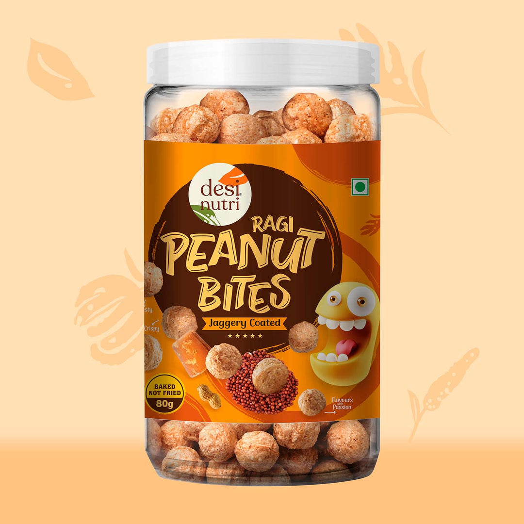 Ragi Peanut Bites Jaggery Coated – 80gm