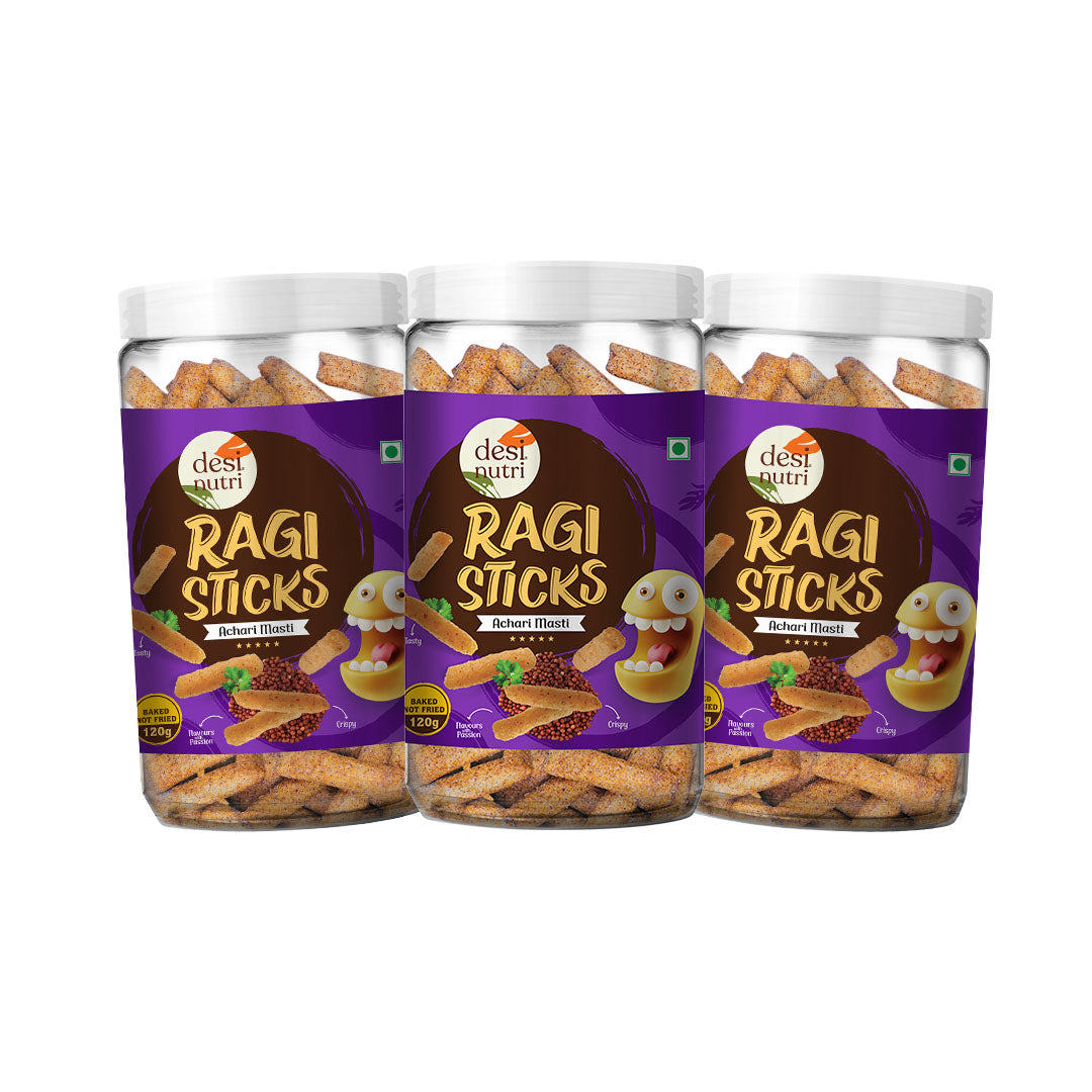 Ragi Sticks Achari Masti Pack of 3 – 120gm Each