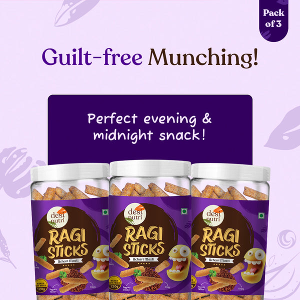Ragi Sticks Achari Masti Pack of 3 (Buy 2 Get 1 Free) – 120gm Each