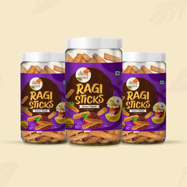 Ragi Sticks Achari Masti Pack of 3 – 120gm Each